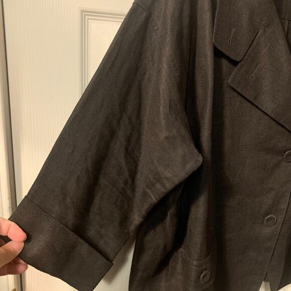 Talbots Women's Pure Irish Linen Blazer Jacket Size 3X Black Asymmetric Career - Picture 5 of 9